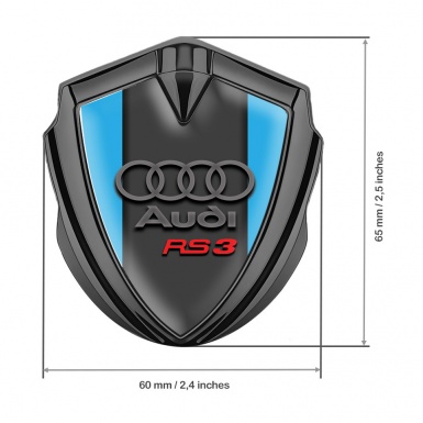 Audi RS3 Bodyside Domed Emblem Graphite Blue Base Grey Rings