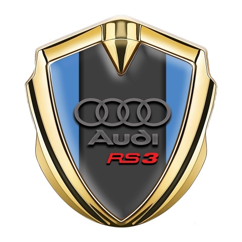 Audi RS3 Emblem Trunk Badge Gold Glacial Blue Classic Edition
