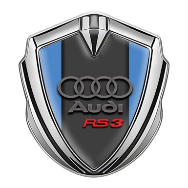 Audi RS3 Emblem Trunk Badge Silver Glacial Blue Classic Edition