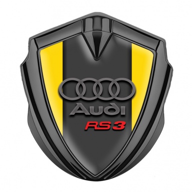 Audi RS3 Trunk Emblem Badge Graphite Yellow Fill Grey Motif Edition