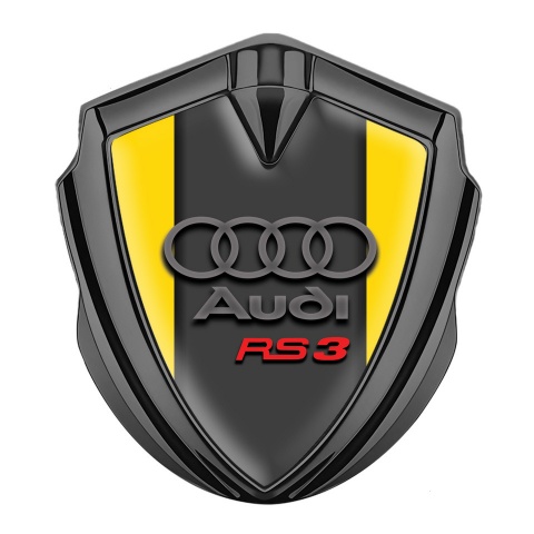 Audi RS3 Trunk Emblem Badge Graphite Yellow Fill Grey Motif Edition