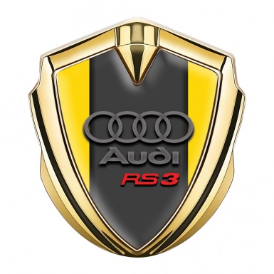 Audi RS3 Trunk Emblem Badge Gold Yellow Fill Grey Motif Edition