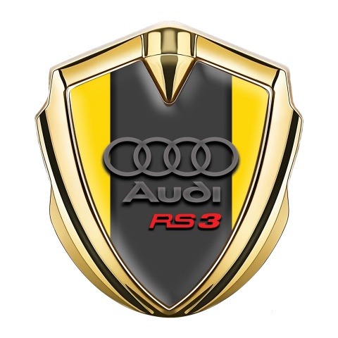 Audi RS3 Trunk Emblem Badge Gold Yellow Fill Grey Motif Edition