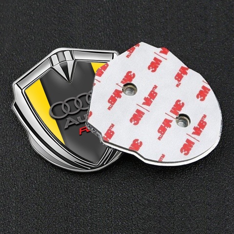 Audi RS3 Trunk Emblem Badge Silver Yellow Fill Grey Motif Edition