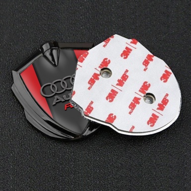 Audi RS3 Emblem Car Badge Graphite Red Frame Dark Grey Column