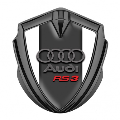 Audi RS3 Bodyside Domed Emblem Graphite White Background Red Logo