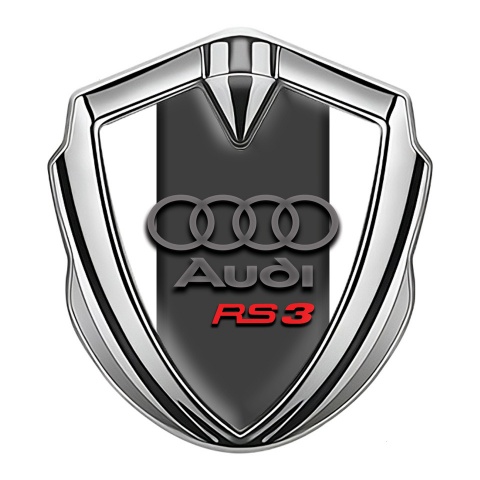 Audi RS3 Bodyside Domed Emblem Silver White Background Red Logo