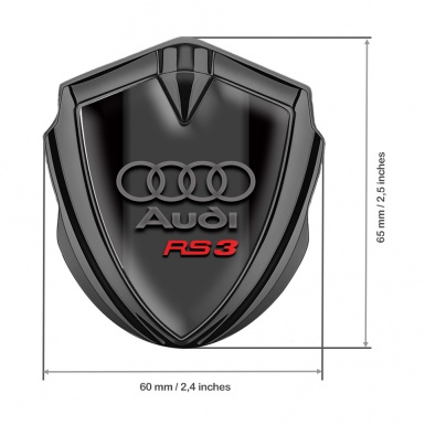 Audi RS3 Bodyside Emblem Self Adhesive Graphite Black Base Sport Edition