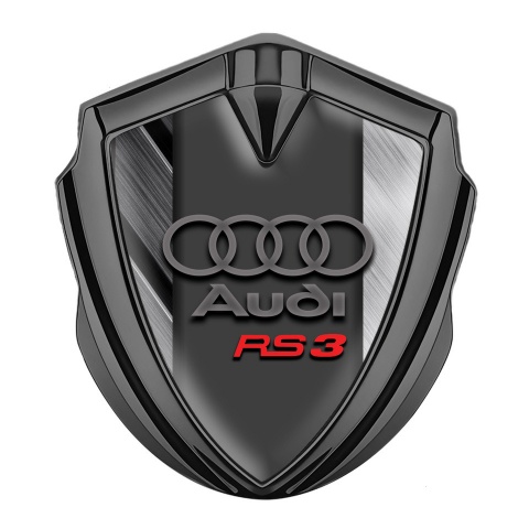 Audi RS3 Metal Emblem Self Adhesive Graphite Brushed Fragments Edition