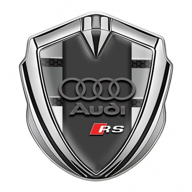 Audi RS Metal 3D Domed Emblem Silver Modern Style Classic Logo