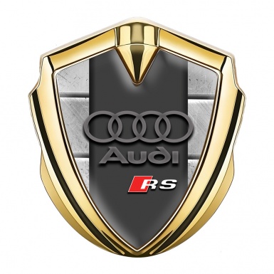 Audi RS Emblem Badge Self Adhesive Gold Stone Wall Sport Logo