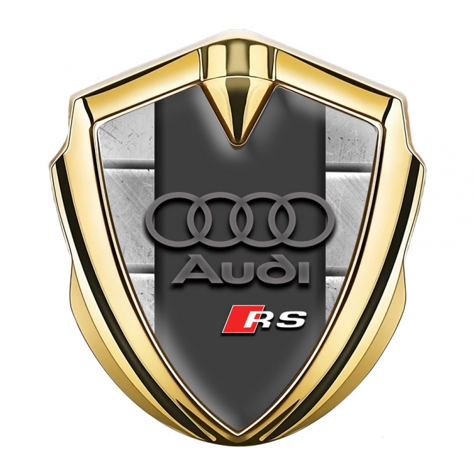 Audi RS Emblem Badge Self Adhesive Gold Stone Wall Sport Logo