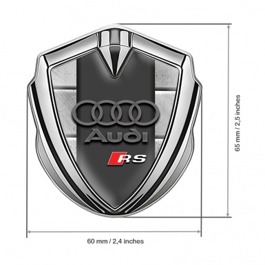 Audi RS Emblem Badge Self Adhesive Silver Stone Wall Sport Logo