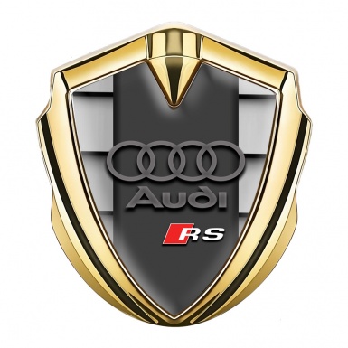 Audi RS Emblem Trunk Badge Gold Shutter Effect Racing Spirit