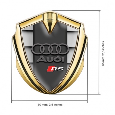 Audi RS Emblem Trunk Badge Gold Shutter Effect Racing Spirit