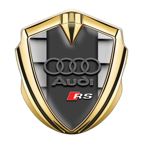 Audi RS Emblem Trunk Badge Gold Shutter Effect Racing Spirit