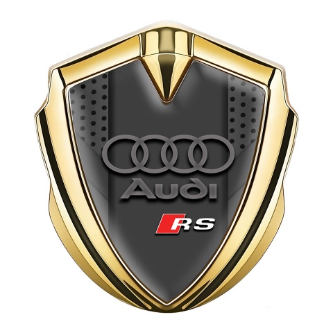 Audi RS Emblem Self Adhesive Gold Dark Mesh Frame Sport Logo