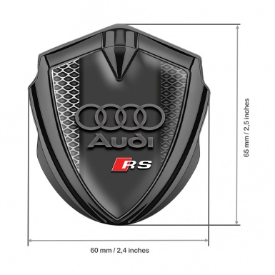 Audi RS Bodyside Emblem Badge Graphite Industrial Mesh Sport Logo