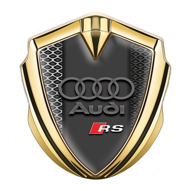 Audi RS Bodyside Emblem Badge Gold Industrial Mesh Sport Logo