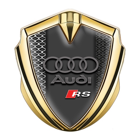 Audi RS Bodyside Emblem Badge Gold Industrial Mesh Sport Logo