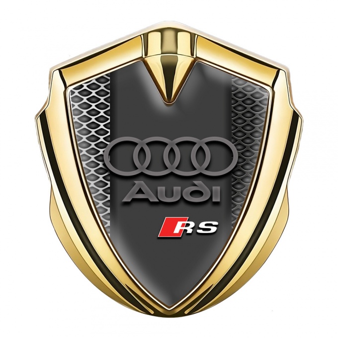 Audi RS Bodyside Emblem Badge Gold Industrial Mesh Sport Logo