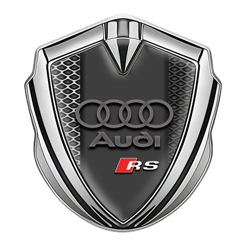 Audi RS Bodyside Emblem Badge Silver Industrial Mesh Sport Logo