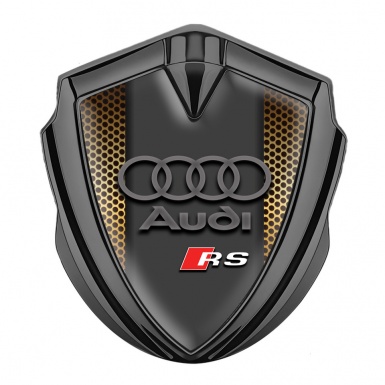 Audi RS Bodyside Domed Emblem Graphite Orange Net Texture Sport Logo