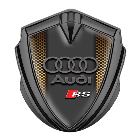 Audi RS Bodyside Domed Emblem Graphite Orange Net Texture Sport Logo