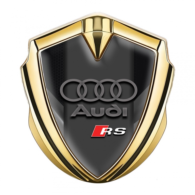 Audi RS Bodyside Emblem Self Adhesive Gold Dark Hex Grey Elements 