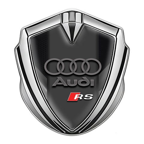Audi RS Bodyside Emblem Self Adhesive Silver Dark Hex Grey Elements 