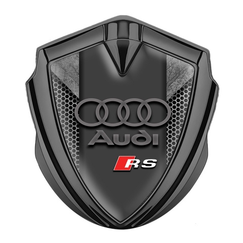 Audi RS Metal 3D Domed Emblem Graphite Stone Effect Grey Hex Edition