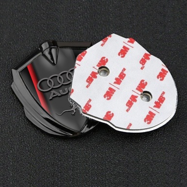 Audi Emblem Badge Self Adhesive Graphite Black Fill Red Line Edition