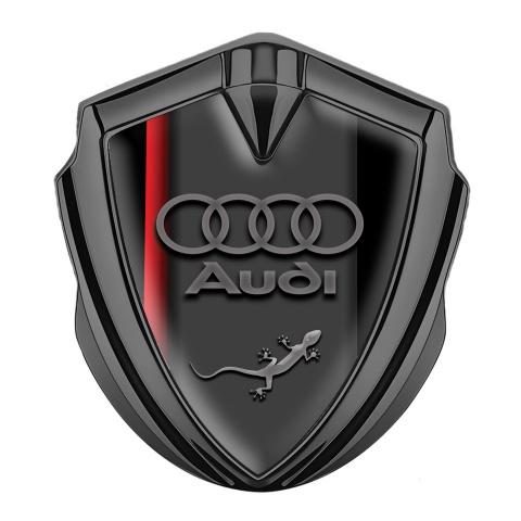 Audi Emblem Badge Self Adhesive Graphite Black Fill Red Line Edition