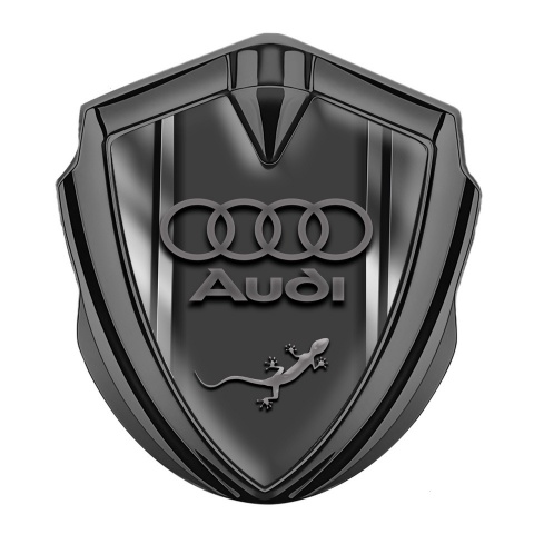 Audi Quattro Emblem Fender Badge Graphite Greyscale Lizard Edition
