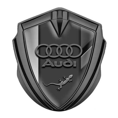 Audi Quattro Fender Emblem Badge Graphite Polished Panels Lizard Motif