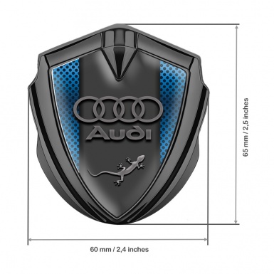 Audi Quattro Emblem Trunk Badge Graphite Blue Mesh Sport Logo