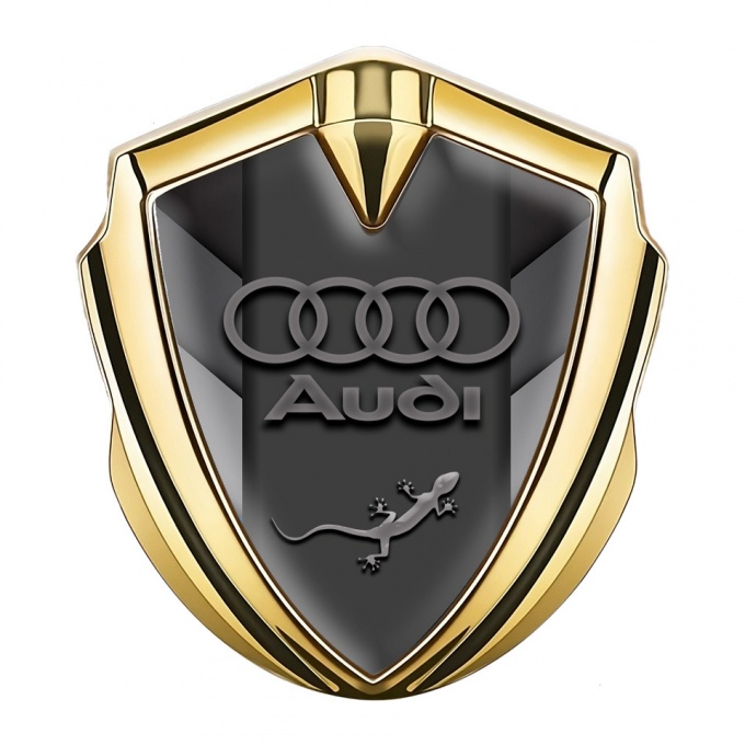 Audi Quattro Emblem Self Adhesive Gold Grey V Elements Edition