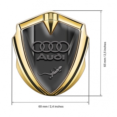 Audi Quattro Trunk Emblem Badge Gold Grey Fragments Lizard Edition