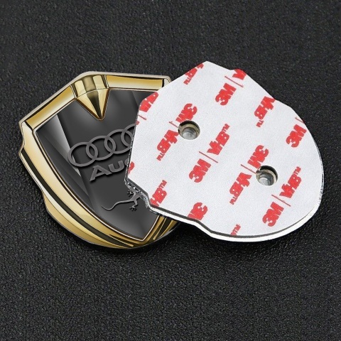 Audi Quattro Trunk Emblem Badge Gold Grey Fragments Lizard Edition