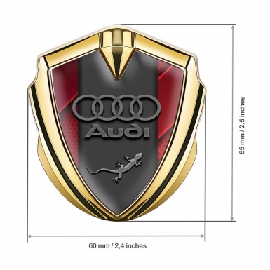 Audi Quattro Emblem Car Badge Gold Red Fragments Grey Logo