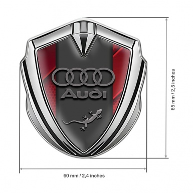 Audi Quattro Emblem Car Badge Silver Red Fragments Grey Logo