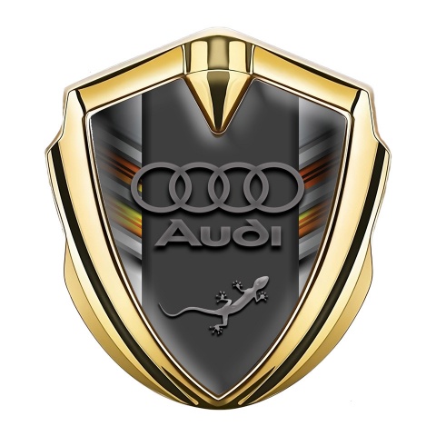 Audi Quattro Bodyside Domed Emblem Gold Color Stripes Edition