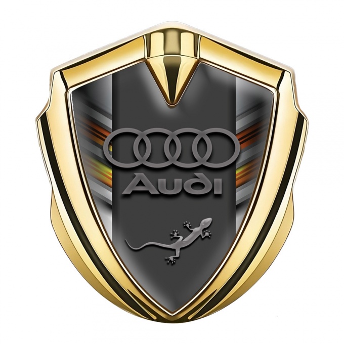 Audi Quattro Bodyside Domed Emblem Gold Color Stripes Edition