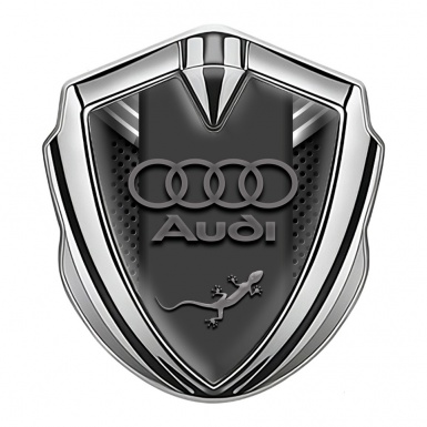 Audi Quattro Bodyside Badge Self Adhesive Silver Dark Mesh Grey Crest