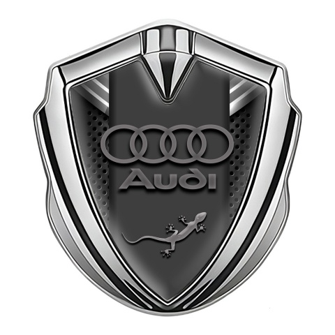 Audi Quattro Bodyside Badge Self Adhesive Silver Dark Mesh Grey Crest