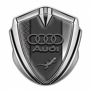 Audi Quattro Emblem Badge Self Adhesive Silver Dual Panel Edition