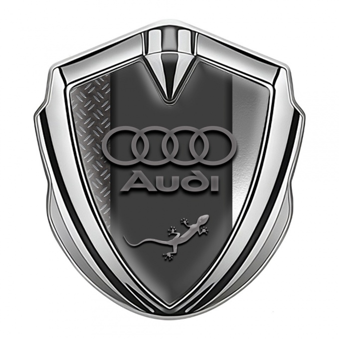 Audi Quattro Emblem Badge Self Adhesive Silver Dual Panel Edition