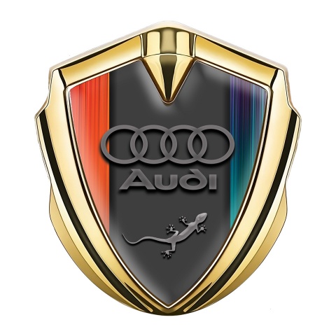 Audi Quattro Emblem Fender Badge Gold Color Gradient Motif