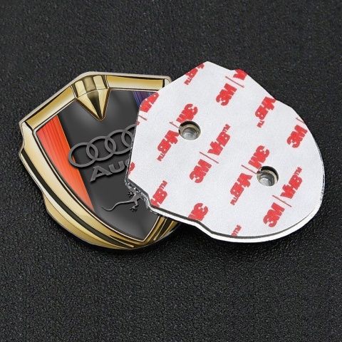 Audi Quattro Emblem Fender Badge Gold Color Gradient Motif
