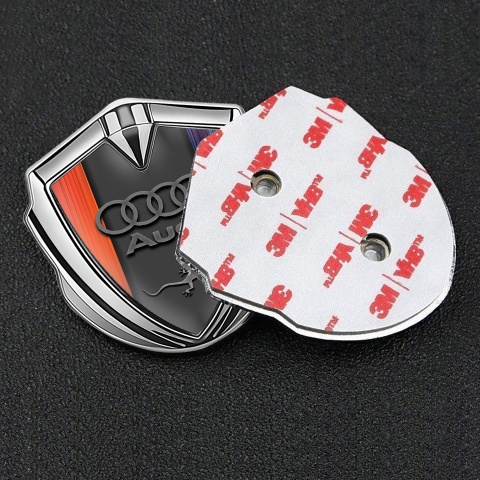Audi Quattro Emblem Fender Badge Silver Color Gradient Motif